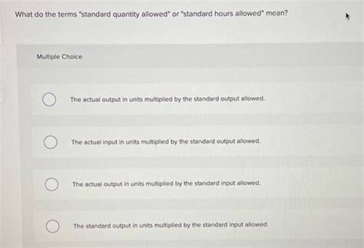What do the terms standard quantity allowed or standard hours allowed mean?