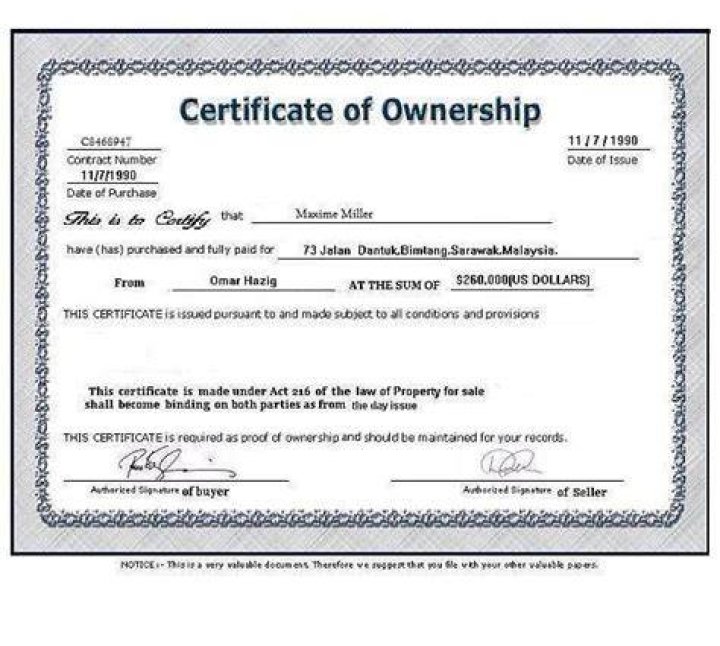 What do you call a certificate showing ownership in a corporation?