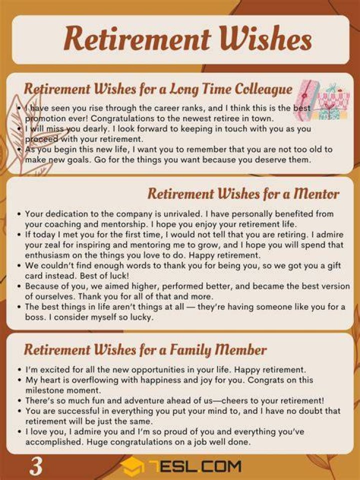 What do you say to someone who just retired?