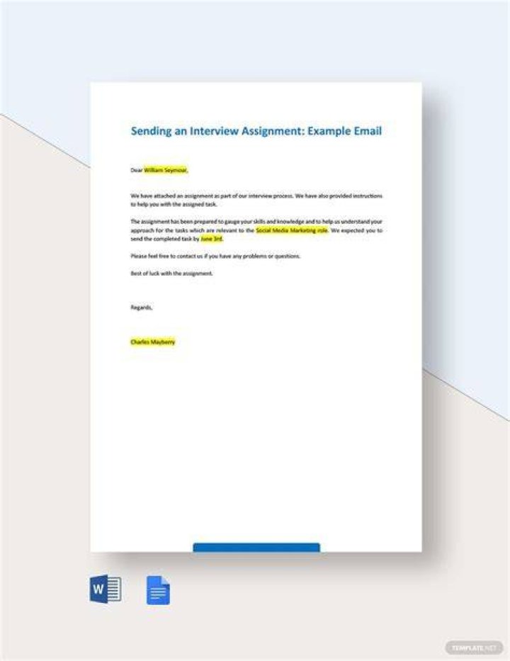 What do you write in an email when sending an assignment?