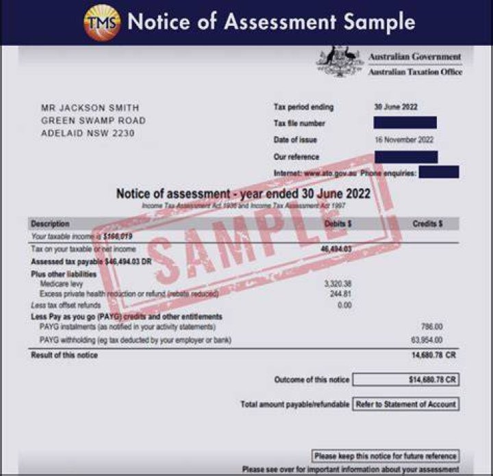 What does a notice of assessment mean?