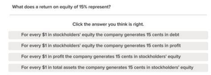 What does a return on equity of 15 represent?