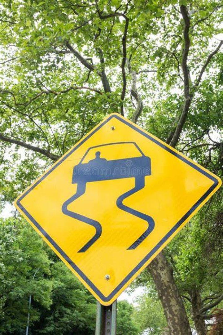 What does a yellow sign with a car and squiggly lines?