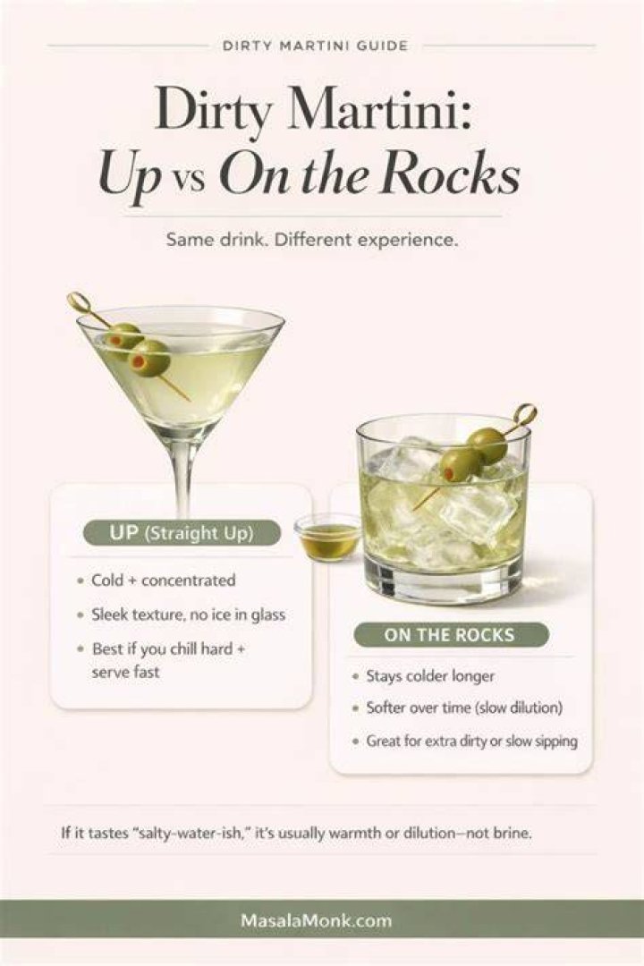 What does dirty martini straight up mean?