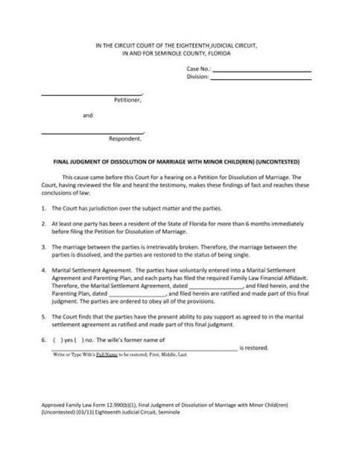 What does final judgment of dissolution of marriage mean?
