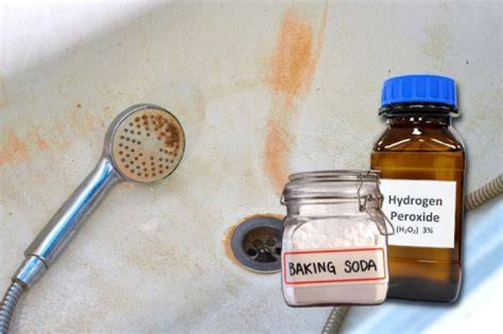 What does hydrogen peroxide do to rust?