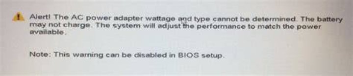 What does it mean when the AC power adapter wattage Cannot be determined?