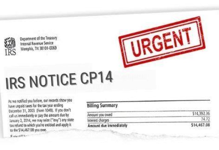 What does it mean when you get a CP14 from the IRS?