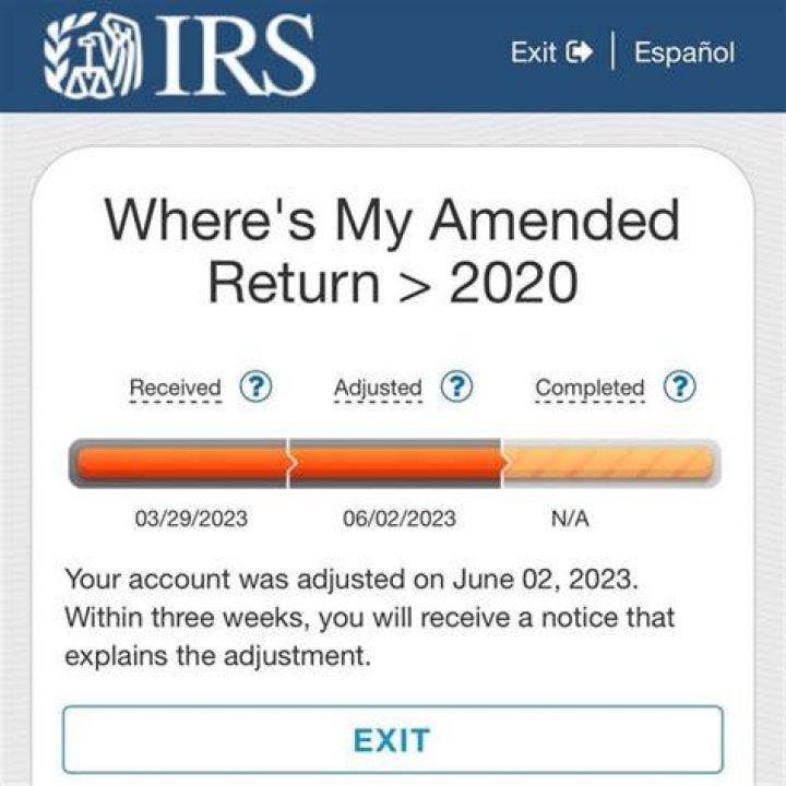 What does it mean when your amended return has been adjusted?