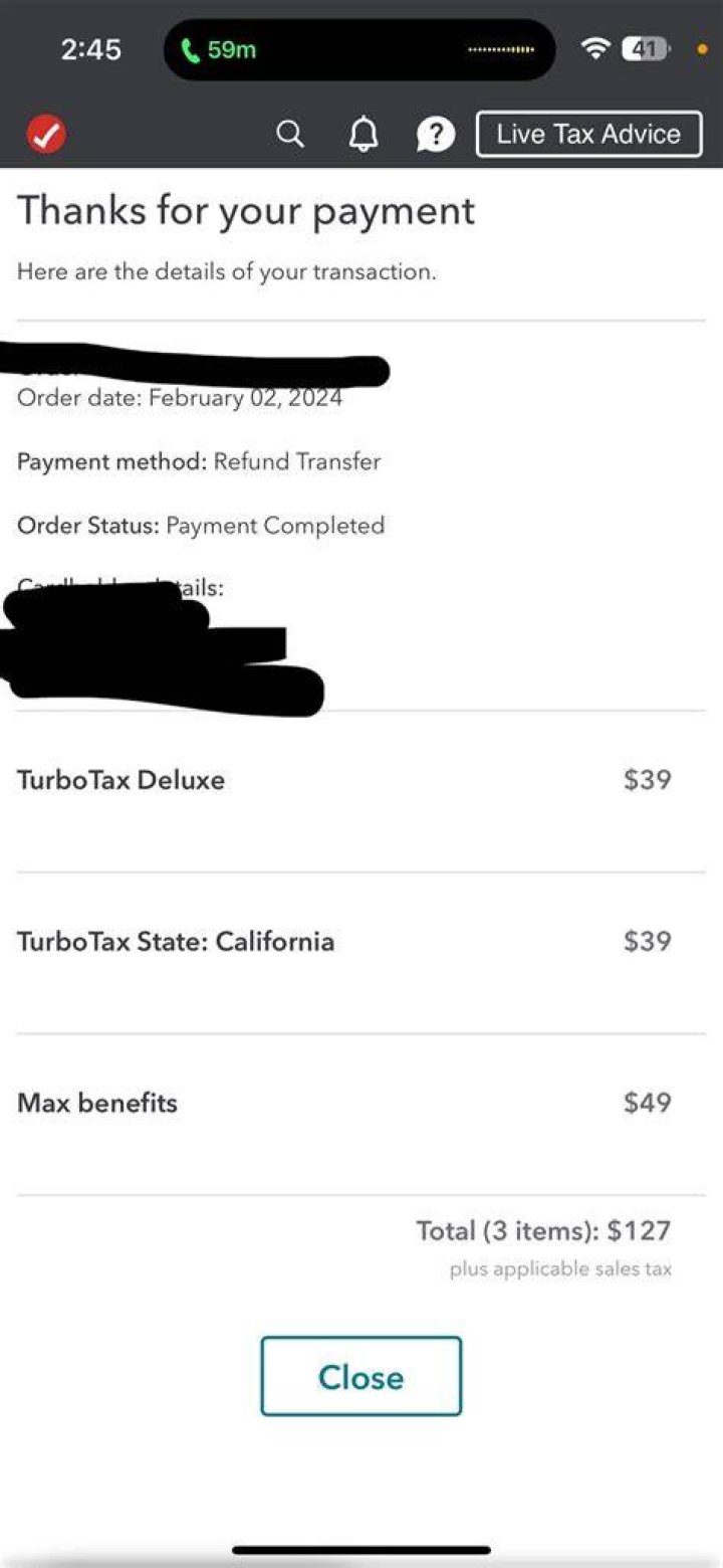 What does payment completed mean on TurboTax?