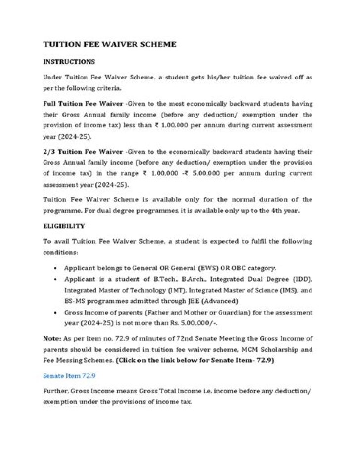 What does tuition fee waiver scheme mean?