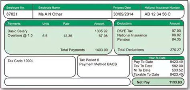What does W1 M1 mean on payslip?