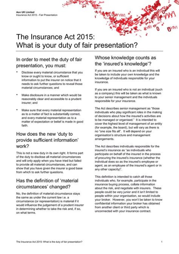 What duty the insured have to disclose information?