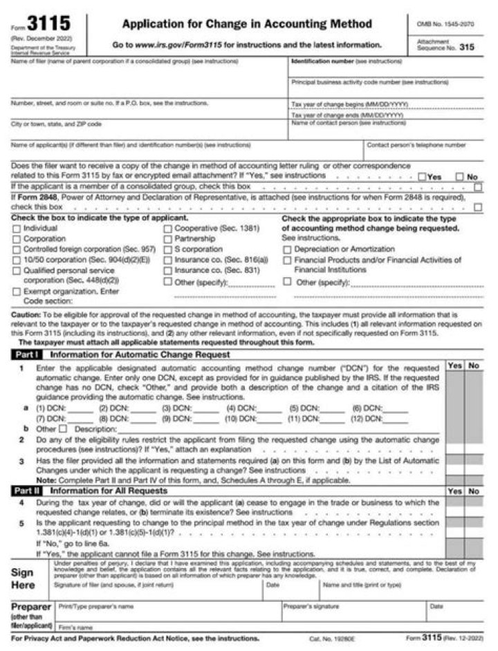 What form do I use to change my accounting method?