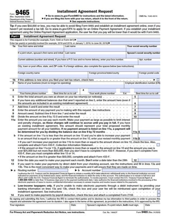 What form is the IRS installment agreement?