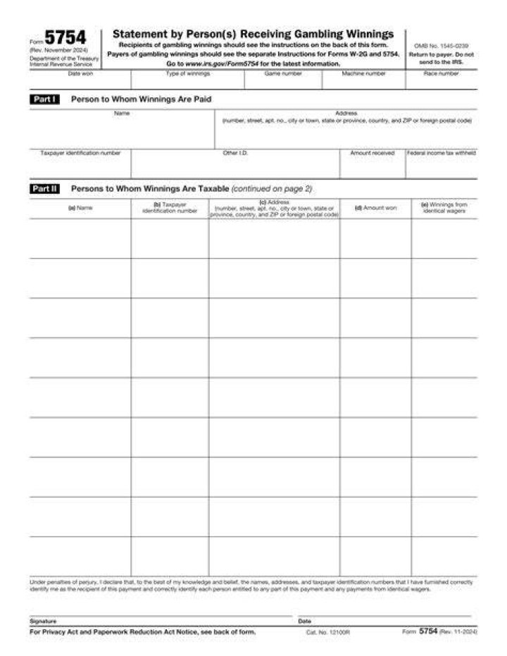 What form is used for gambling winnings?