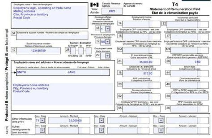 What goes in box 40 on T4 slip?