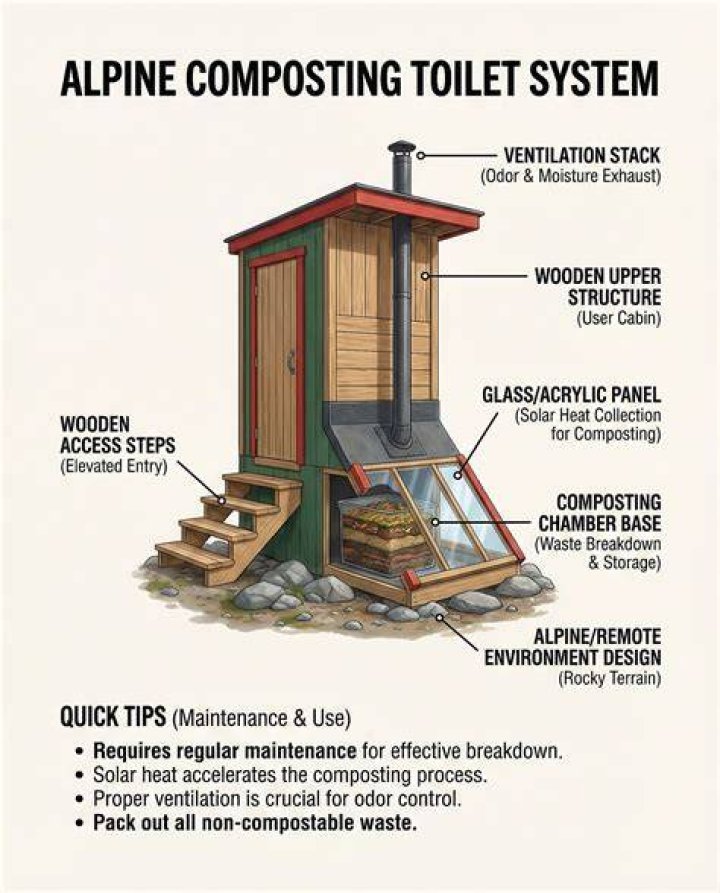 What goes into an outhouse to break down waste?