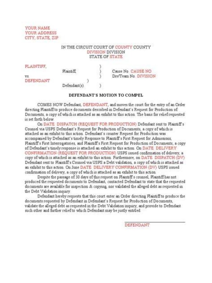 What happens if a motion to compel is ignored by defendant?