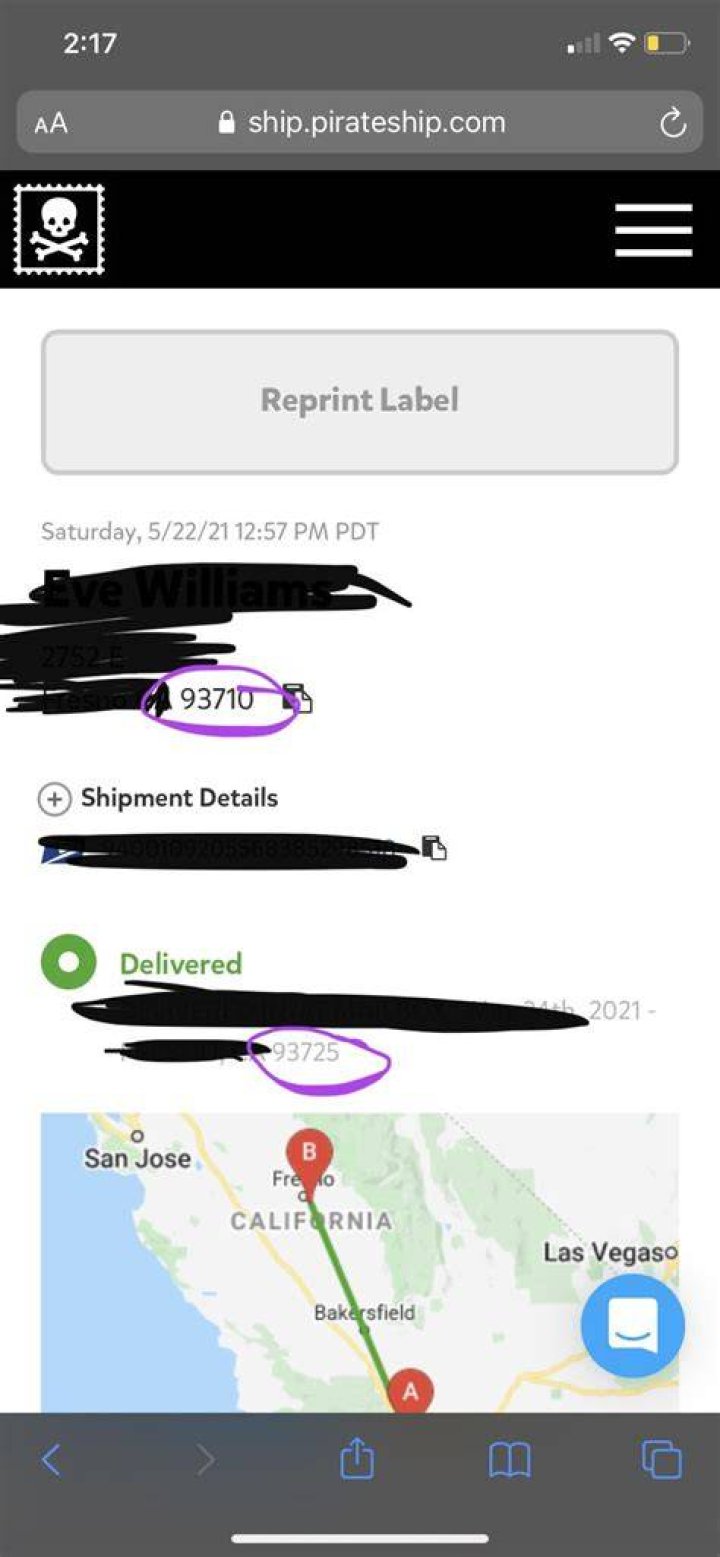 What happens if you put the wrong zip code on an online order?