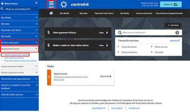 What happens if you report no income to Centrelink?