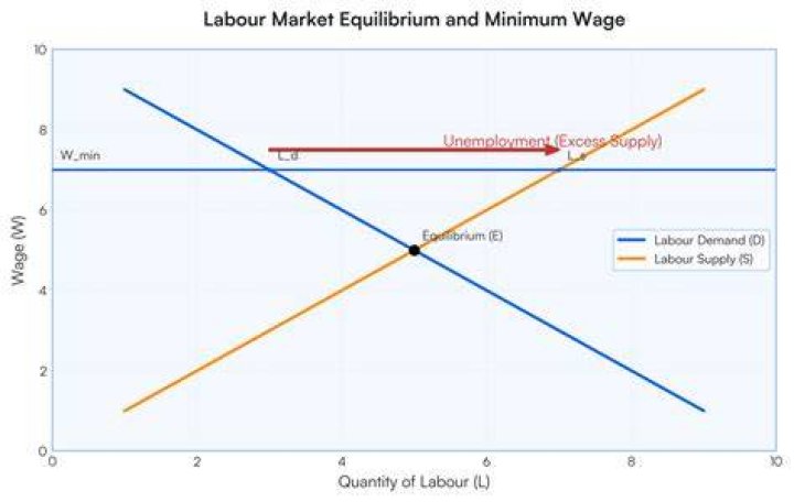 What happens to supply curve when minimum wage increases?