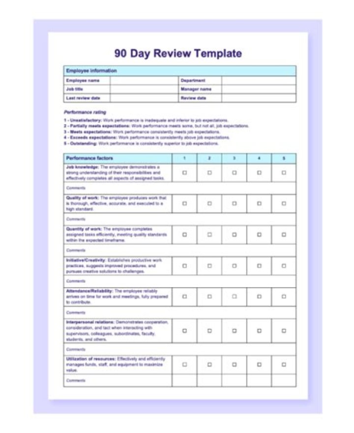 What is a 90-day performance review?