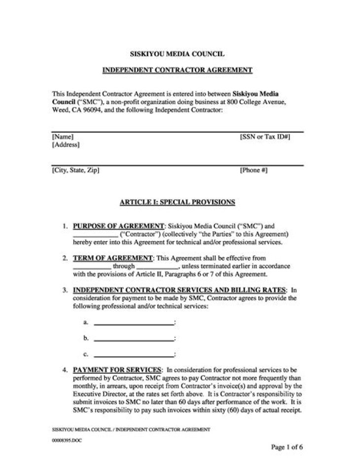 What is a contractor service agreement?