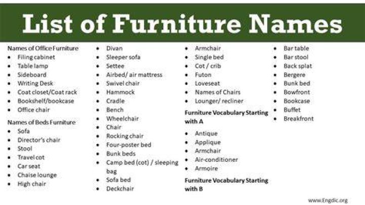 What is a furniture that starts with N?