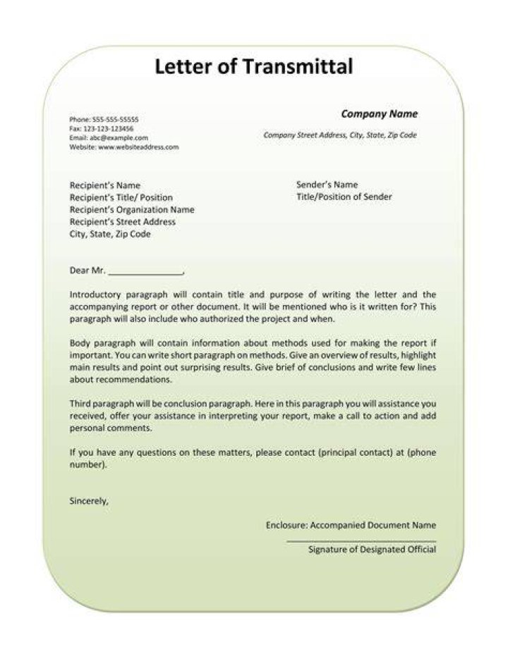 What is a letter of transmittal used for?