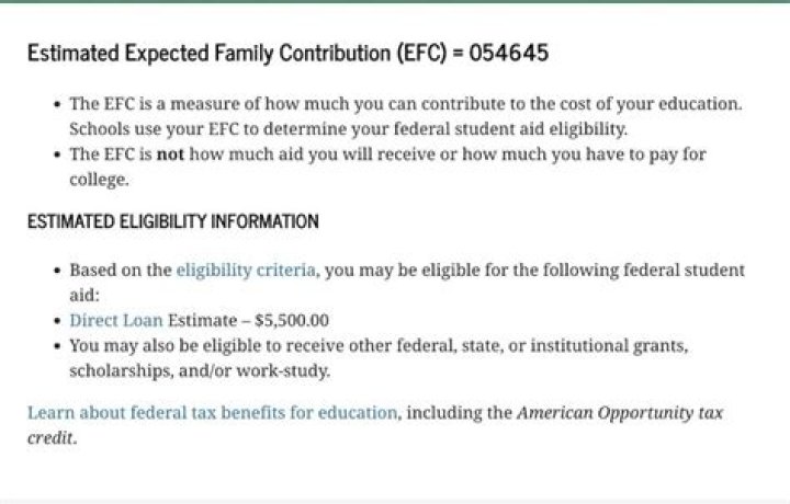 What is a low FAFSA EFC number?
