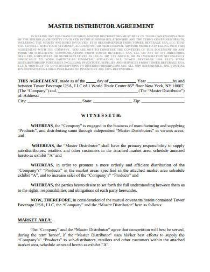 What is a master distribution agreement?