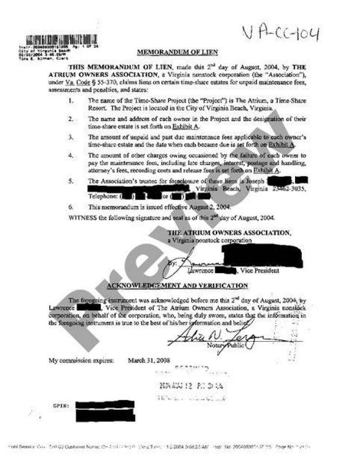 What is a memorandum lien?