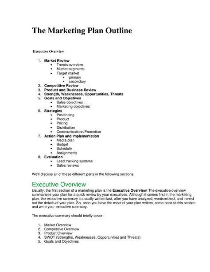 What is a modern outline of a marketing plan?