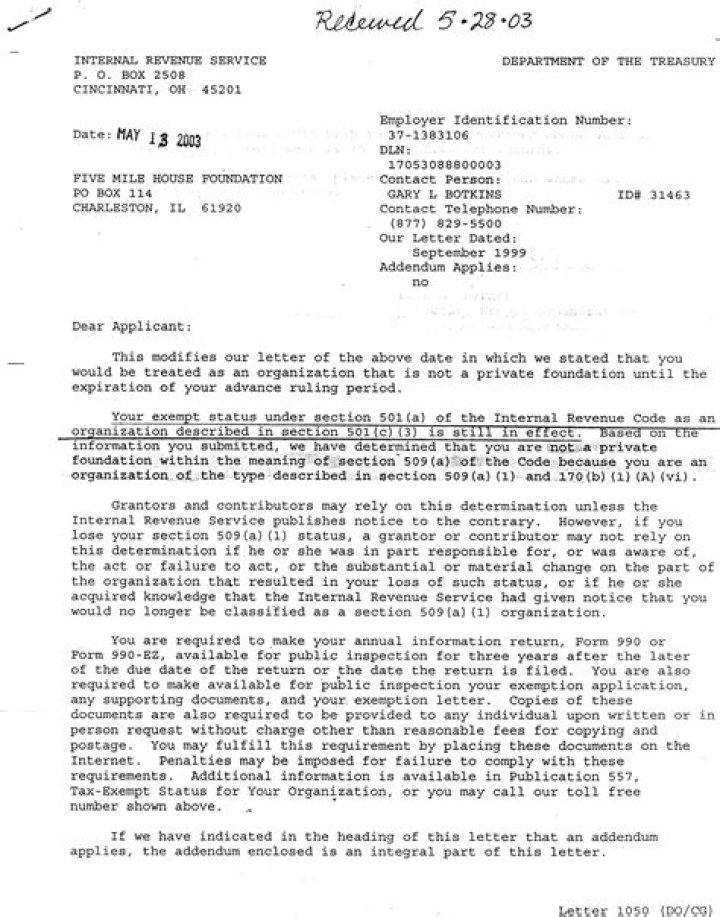 What is a non profit determination letter?