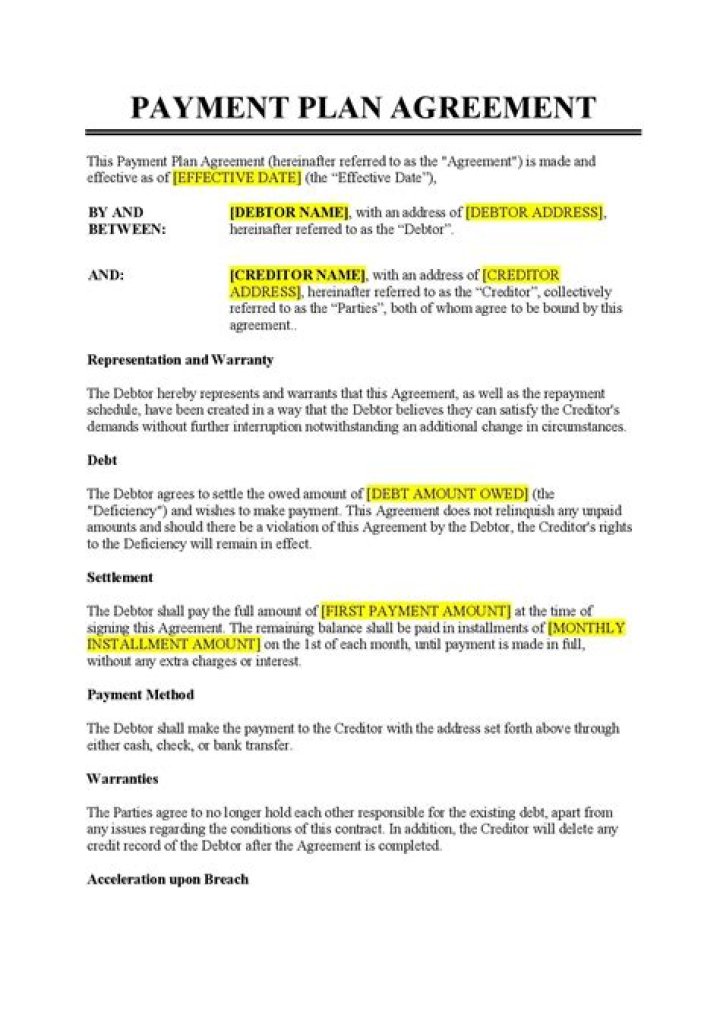 What is a payment plan agreement?
