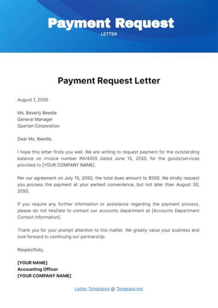 What is a payment request letter?