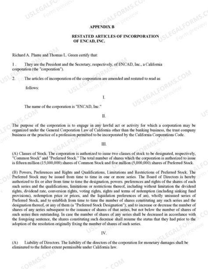What is a Restated Articles of Incorporation?