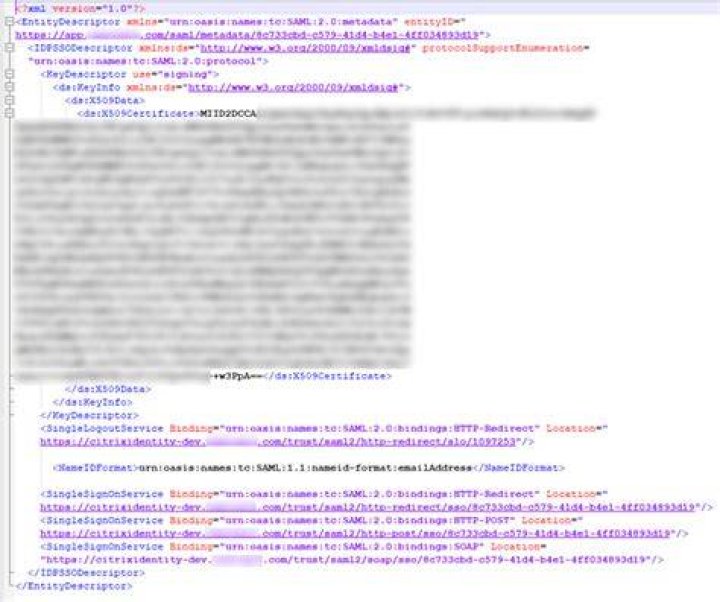 What is a SAML metadata file?