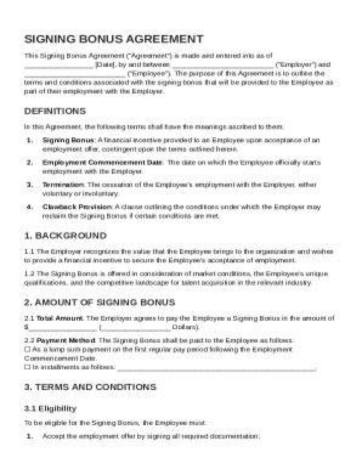 What is a signing bonus used for?