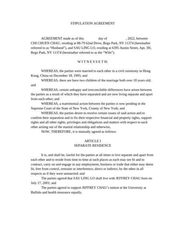 What is a Stipulation agreement in a divorce?