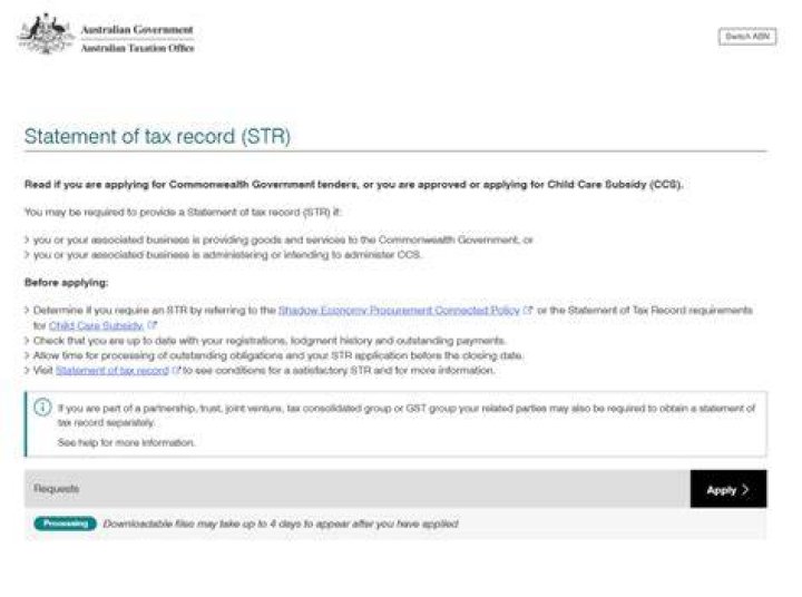What is an ATO statement of tax record?