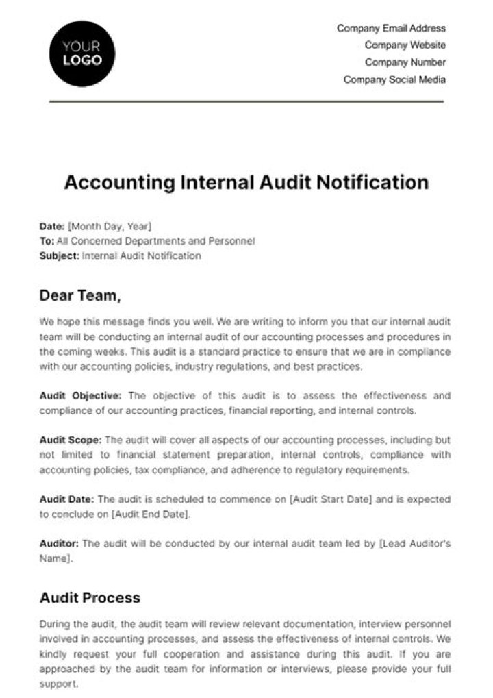 What is an audit notification letter?
