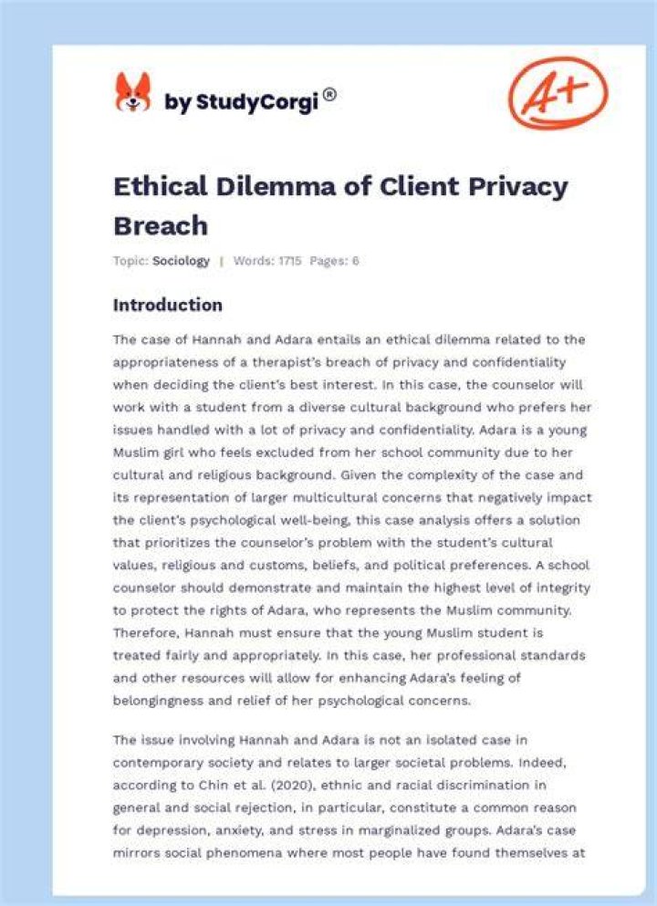 What is an example of an ethical breach?