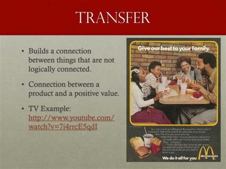 What is an example of the advertising technique transfer?