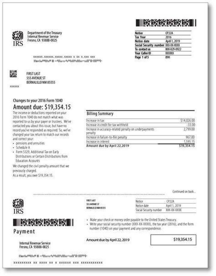 What is an IRS CP22A notice?
