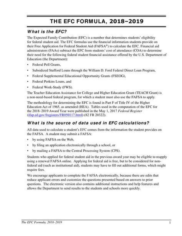 What is EFC formula?