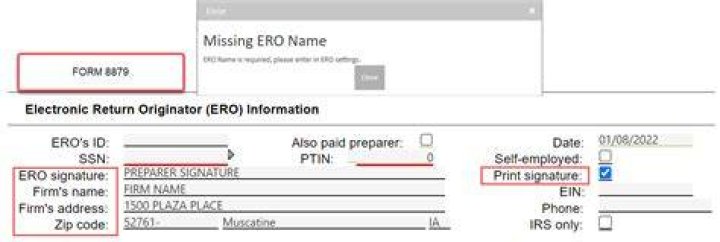 What is ERO signature on tax form?