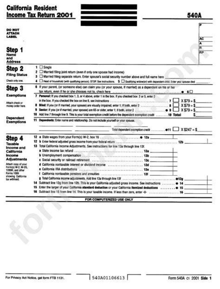What is Form 540A?