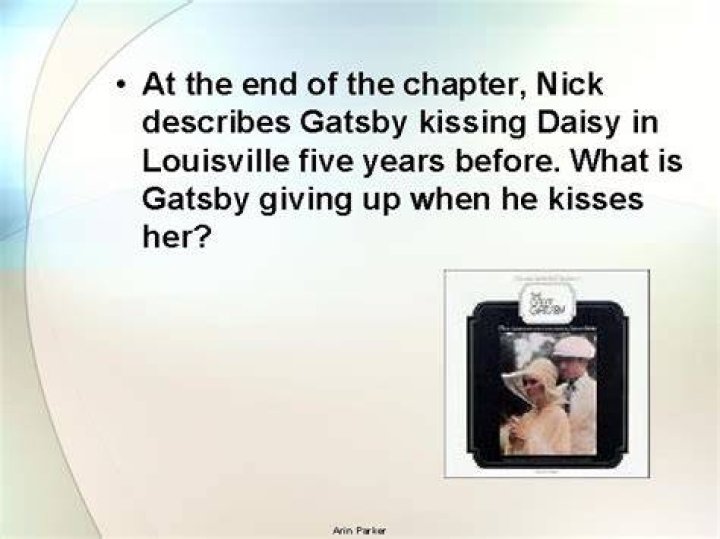 What is Gatsby giving up when he kisses her?